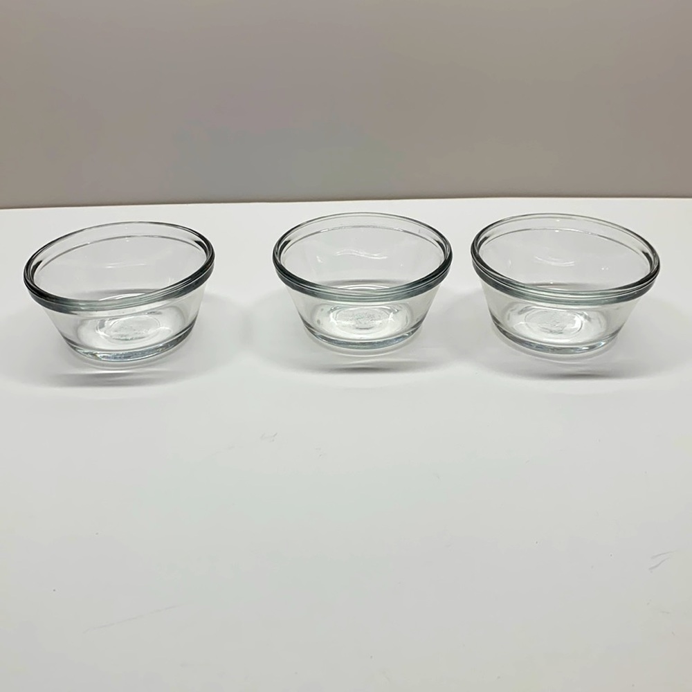 Set 3 Anchor Hocking custard cups 6 oz vintage 1034